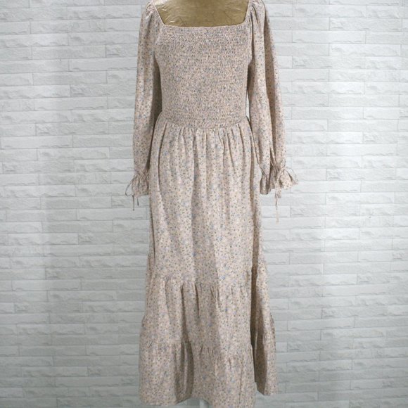 None Dresses & Skirts - Dress #3 Quick List - UNBRANDED Prairie Pink Floral Shirred Body Tiered Maxi XL?